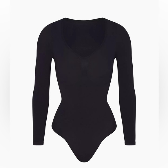 🖤NEW SKIMS SEAMLESS SCULPT LONG SLEEVE THONG BODYSUIT IN ONYX S M L - Picture 4 of 6